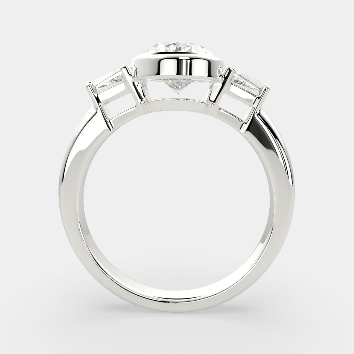 3.5 Carat VS1 D Lab Grown Diamond Trilogy Oval Ring