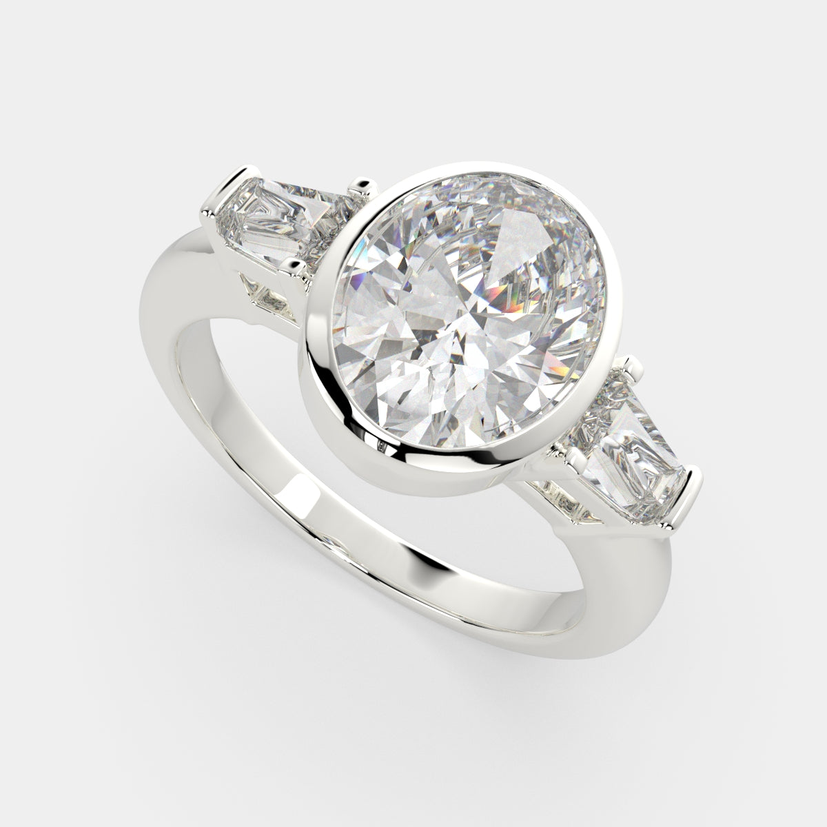 3.5 Carat VS1 D Lab Grown Diamond Trilogy Oval Ring