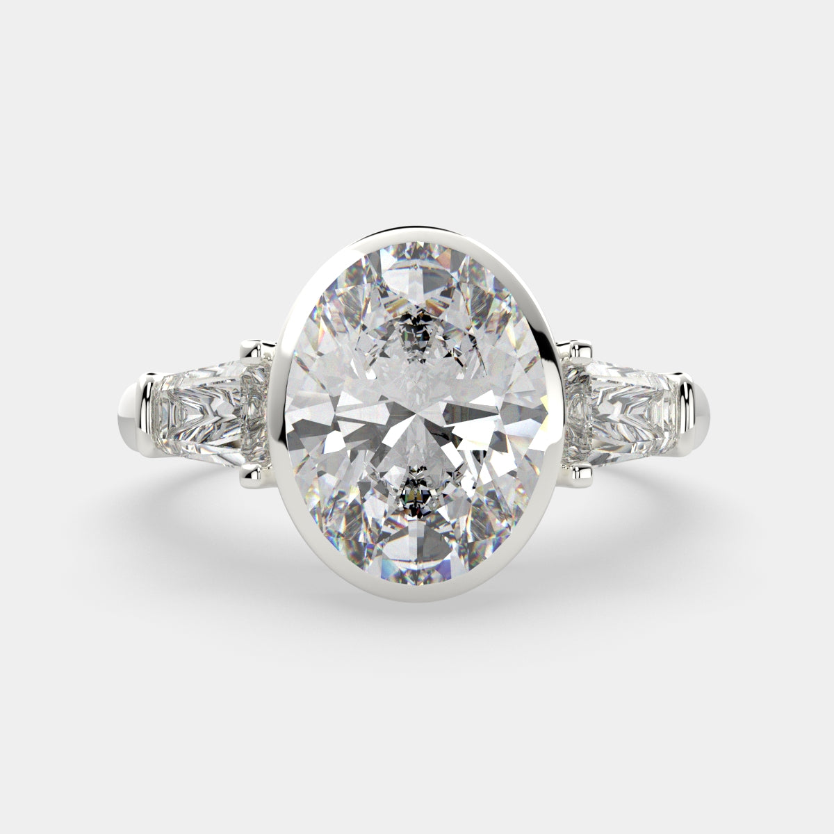 3.5 Carat VS1 D Lab Grown Diamond Trilogy Oval Ring