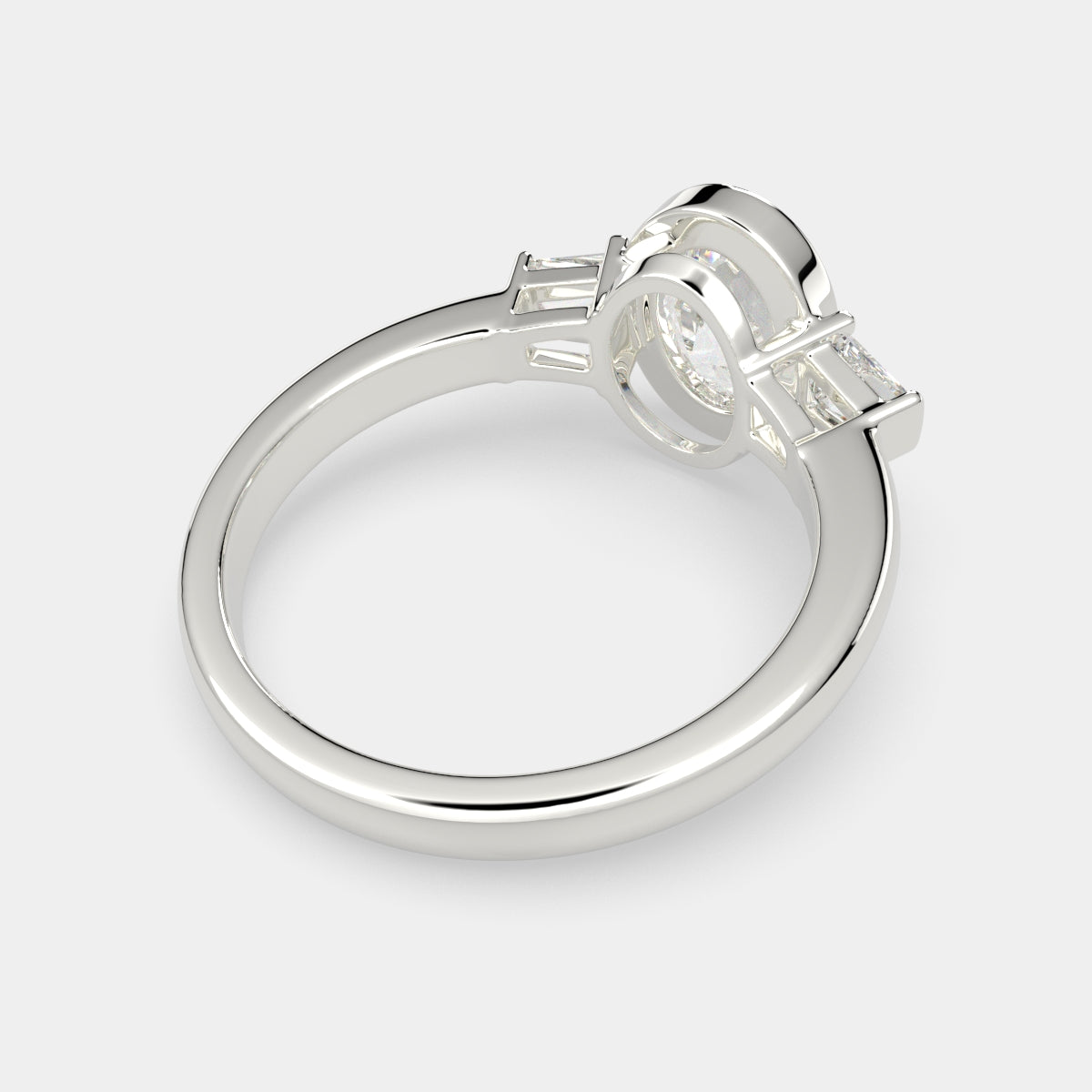 3.5 Carat VS1 D Lab Grown Diamond Trilogy Oval Ring