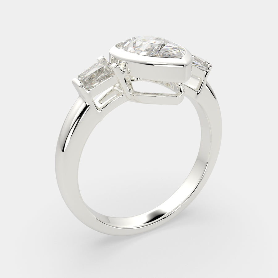 Emilia 4.5 Carat Pear Cut Trilogy 3 Stone Engagement Ring