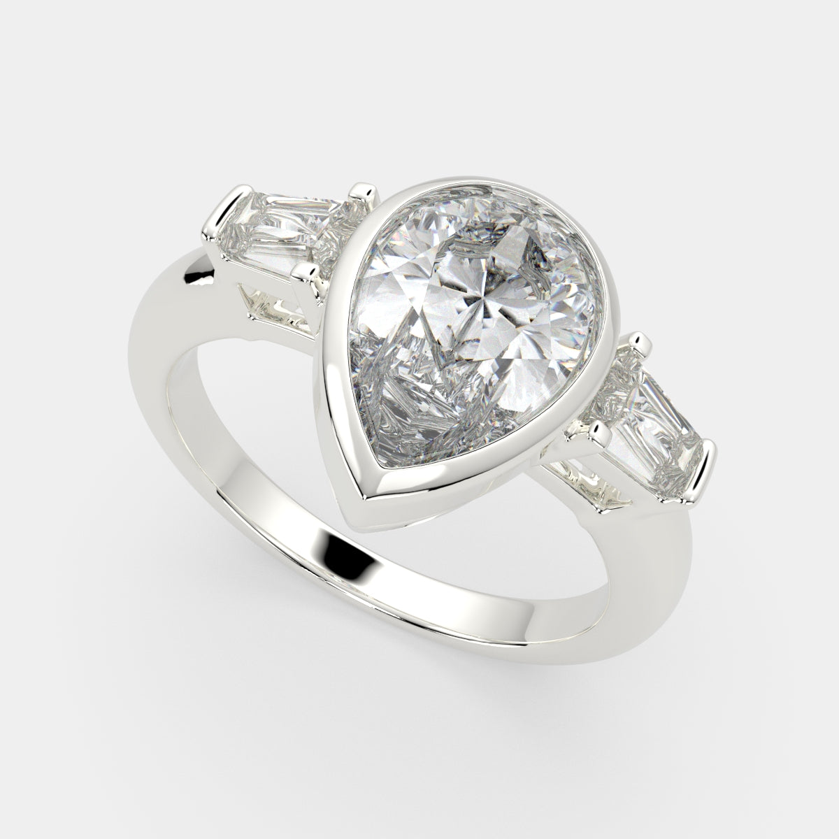 4.5 Carat VS1 D Lab Grown Diamond Trilogy Pear Ring