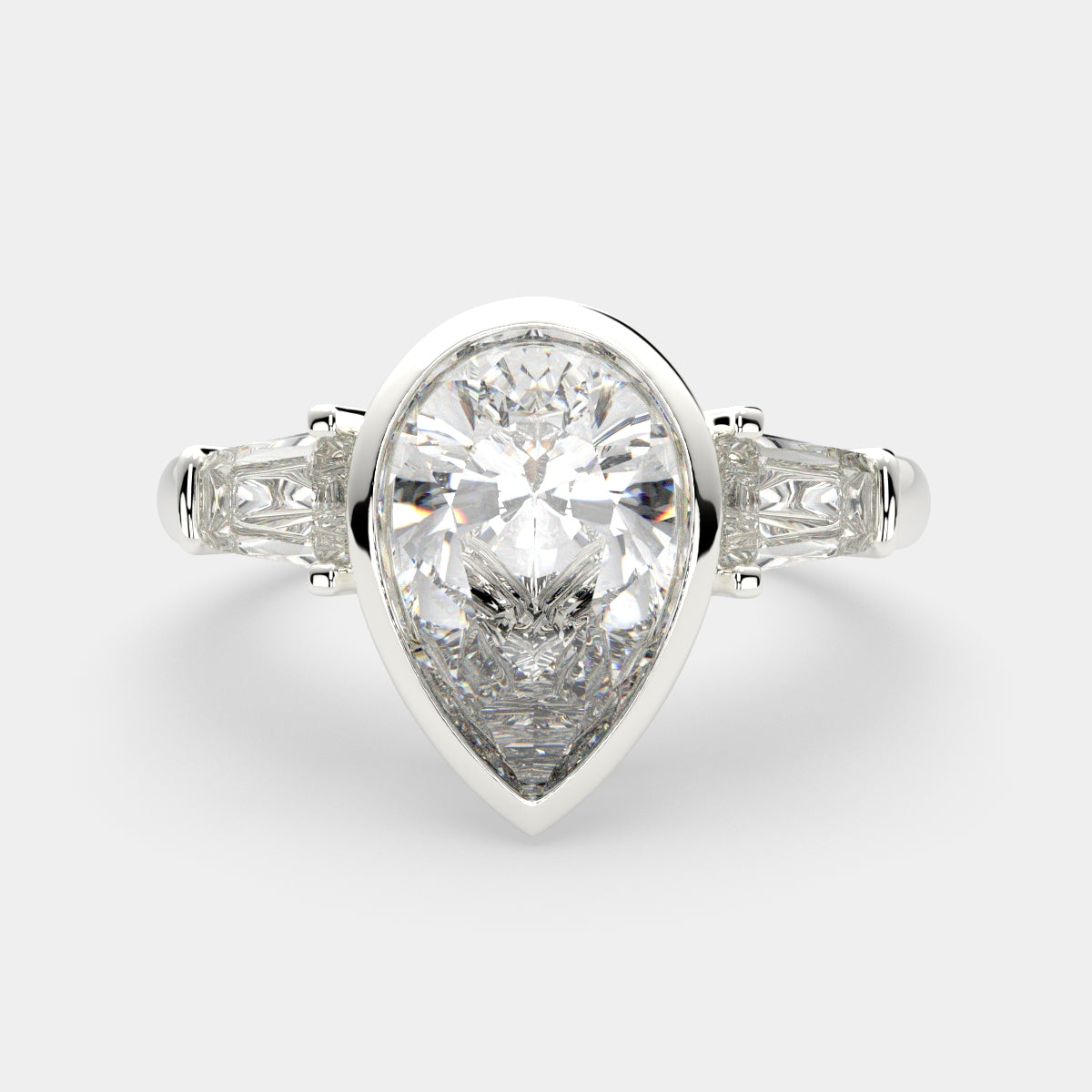 2.5 Carat VS1 D Lab Grown Diamond Trilogy Pear Ring
