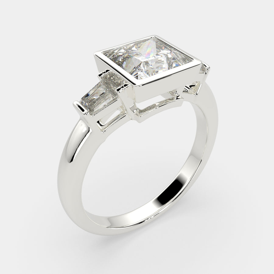 Emilia 3.5 Carat Princess Cut Trilogy 3 Stone Engagement Ring
