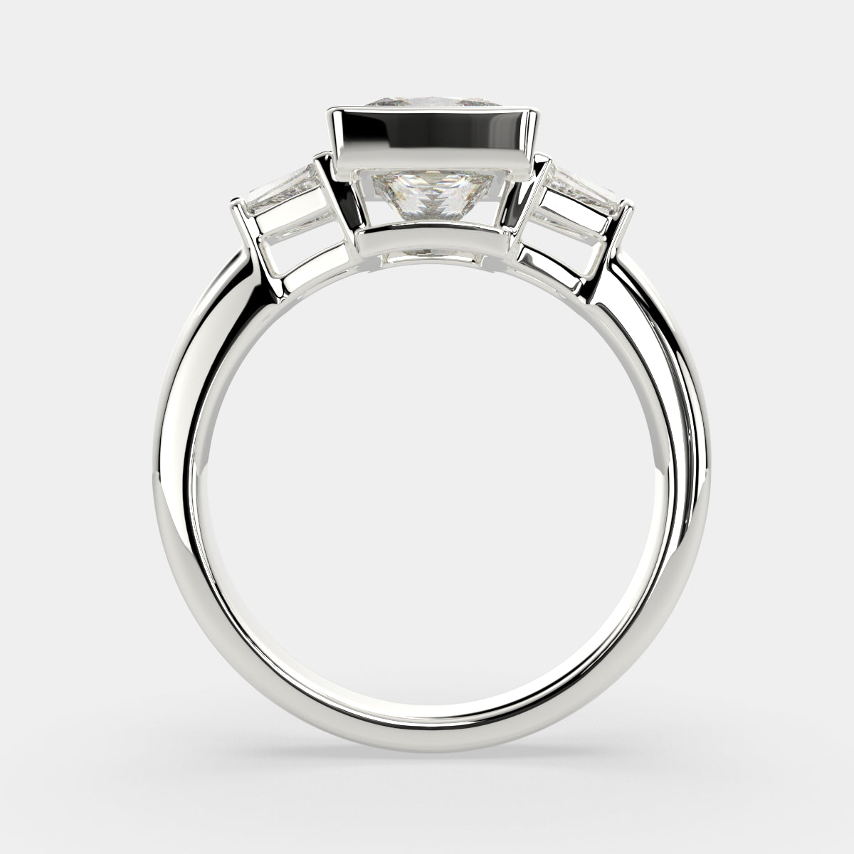 3.5 Carat VS1 D Lab Grown Diamond Trilogy Princess Ring