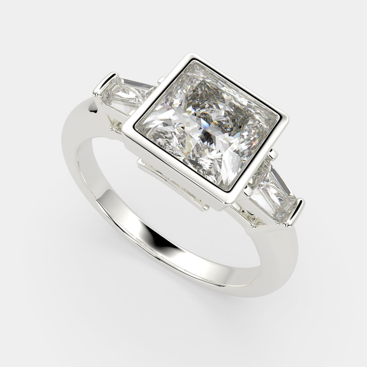 4.5 Carat VS1 D Lab Grown Diamond Trilogy Princess Ring