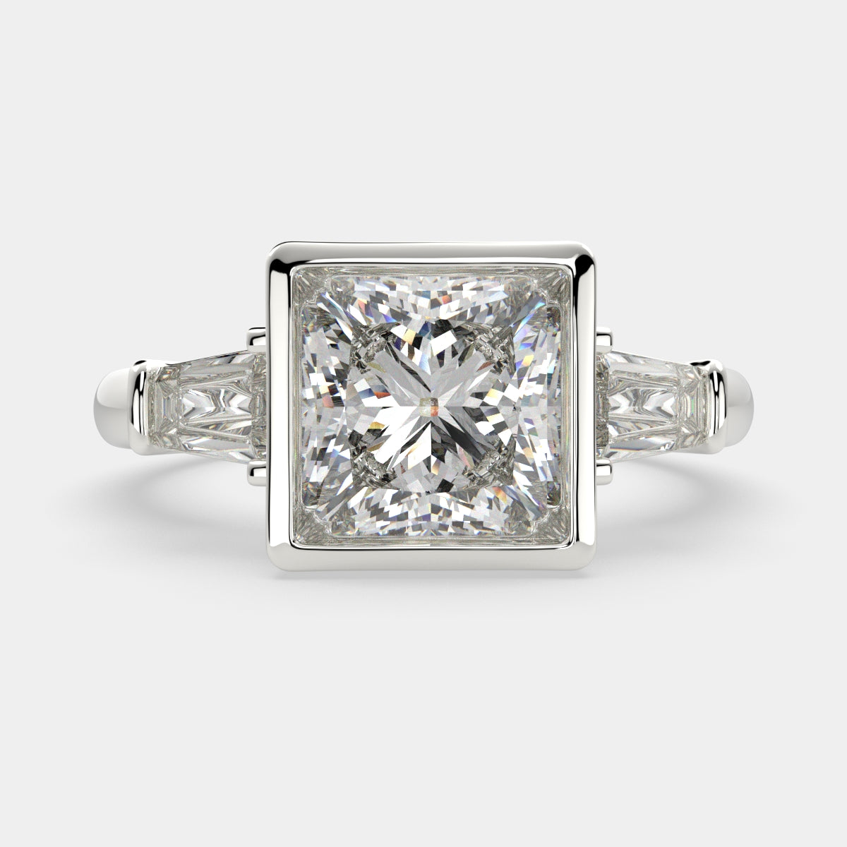 3.5 Carat VS1 D Lab Grown Diamond Trilogy Princess Ring