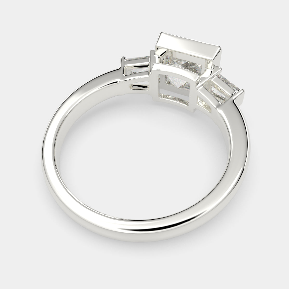 3.5 Carat VS1 D Lab Grown Diamond Trilogy Princess Ring