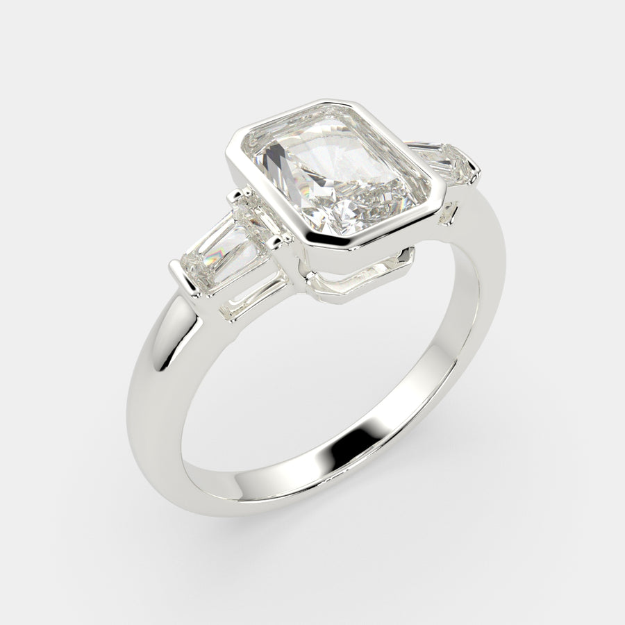 Emilia 4.5 Carat Radiant Cut Trilogy 3 Stone Engagement Ring