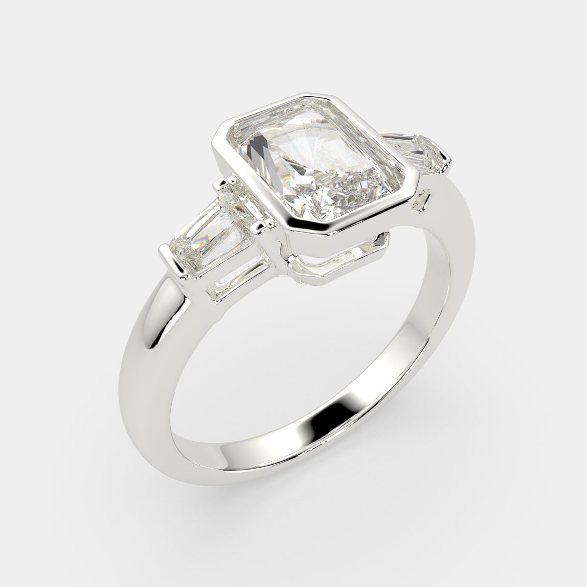 1.5 Carat VS1 D Lab Grown Diamond Trilogy Radiant Ring