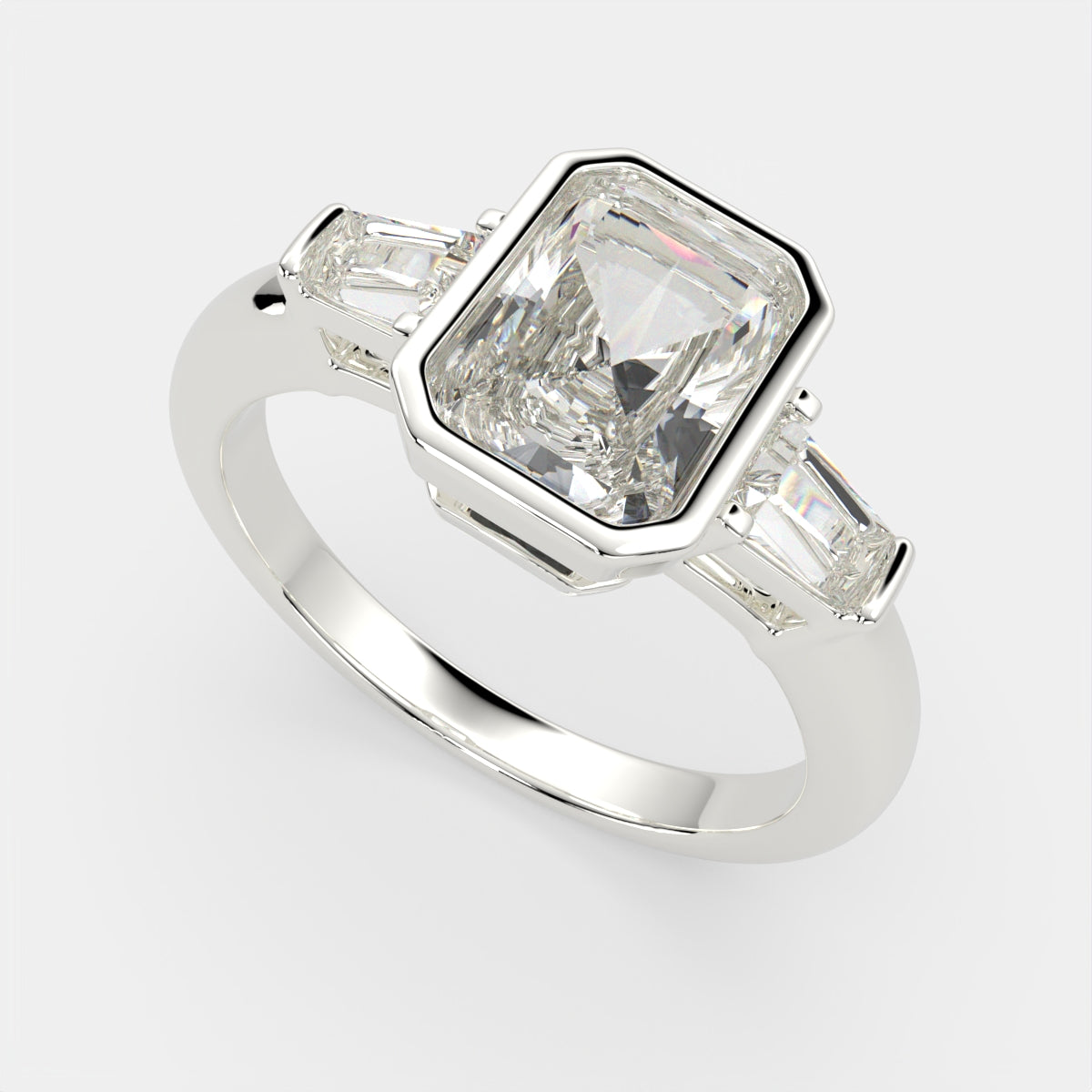4.5 Carat VS1 D Lab Grown Diamond Trilogy Radiant Ring