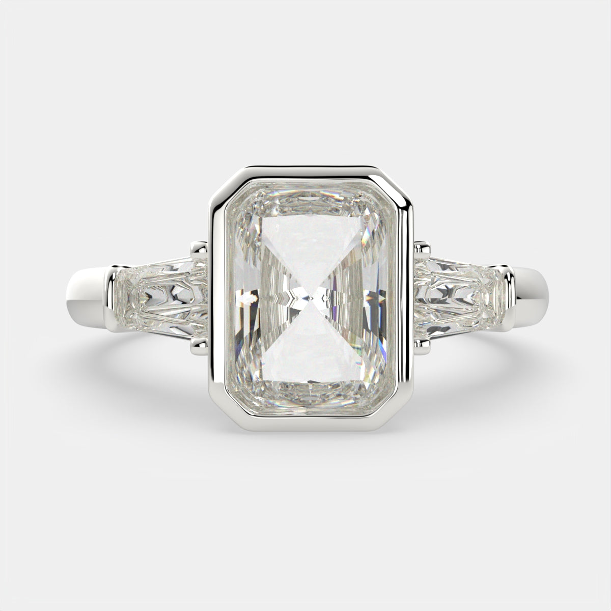4.5 Carat VS1 D Lab Grown Diamond Trilogy Radiant Ring
