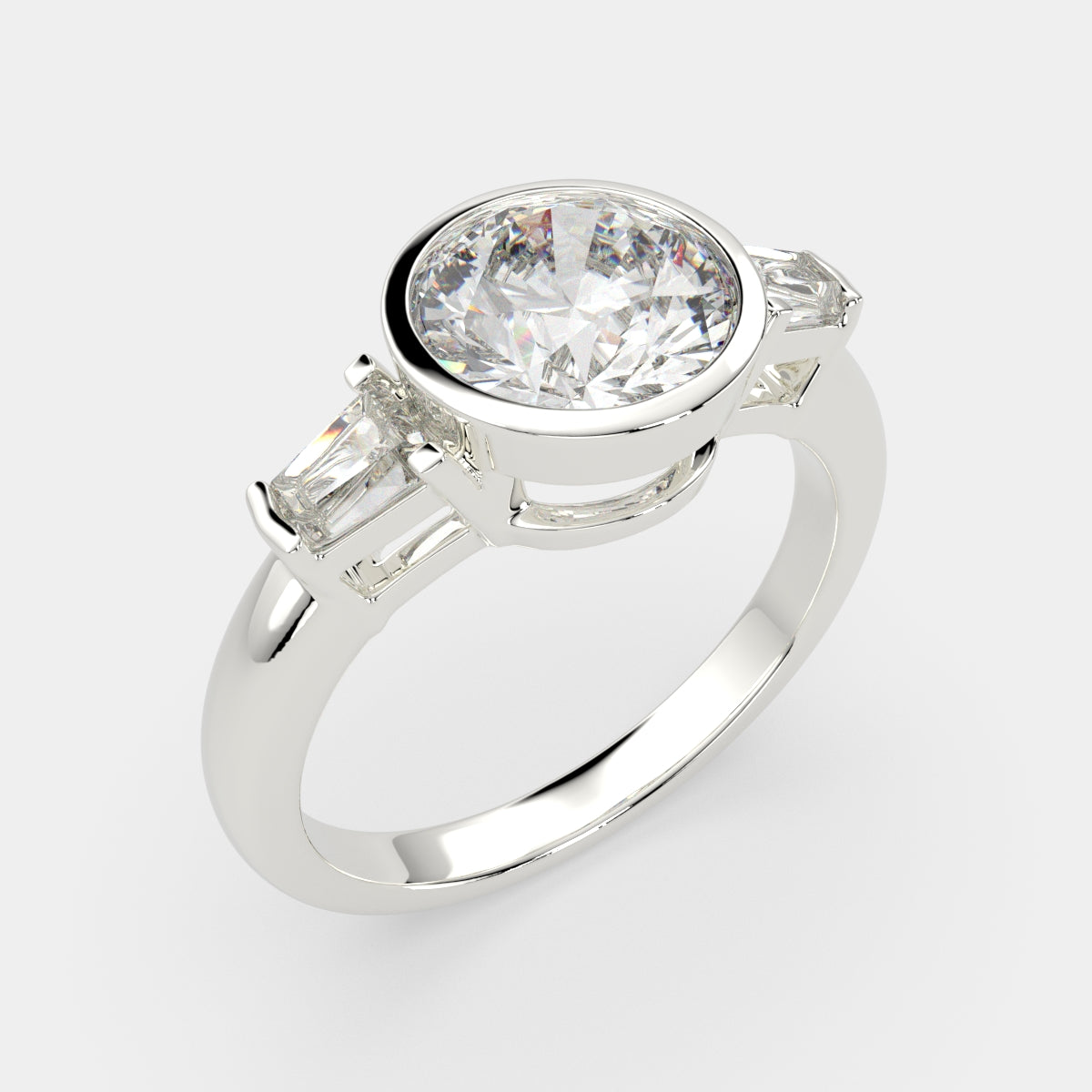 3.5 Carat VS1 D Lab Grown Diamond Trilogy Round Ring
