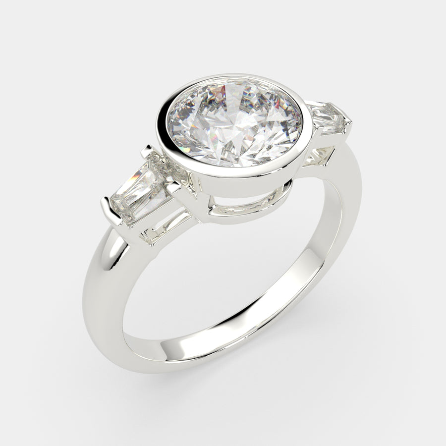 Emilia 3.5 Carat Round Cut Trilogy 3 Stone Engagement Ring