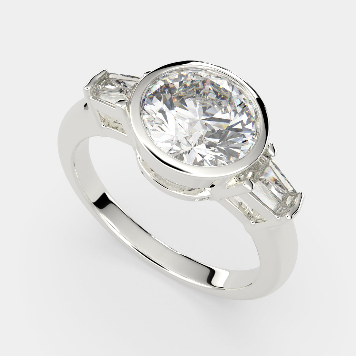 3.5 Carat VS1 D Lab Grown Diamond Trilogy Round Ring