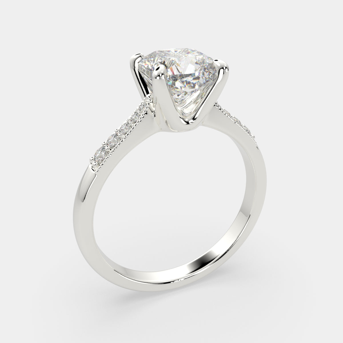 4.4 Carat VS1 D Lab Grown Diamond Pave Cushion Ring