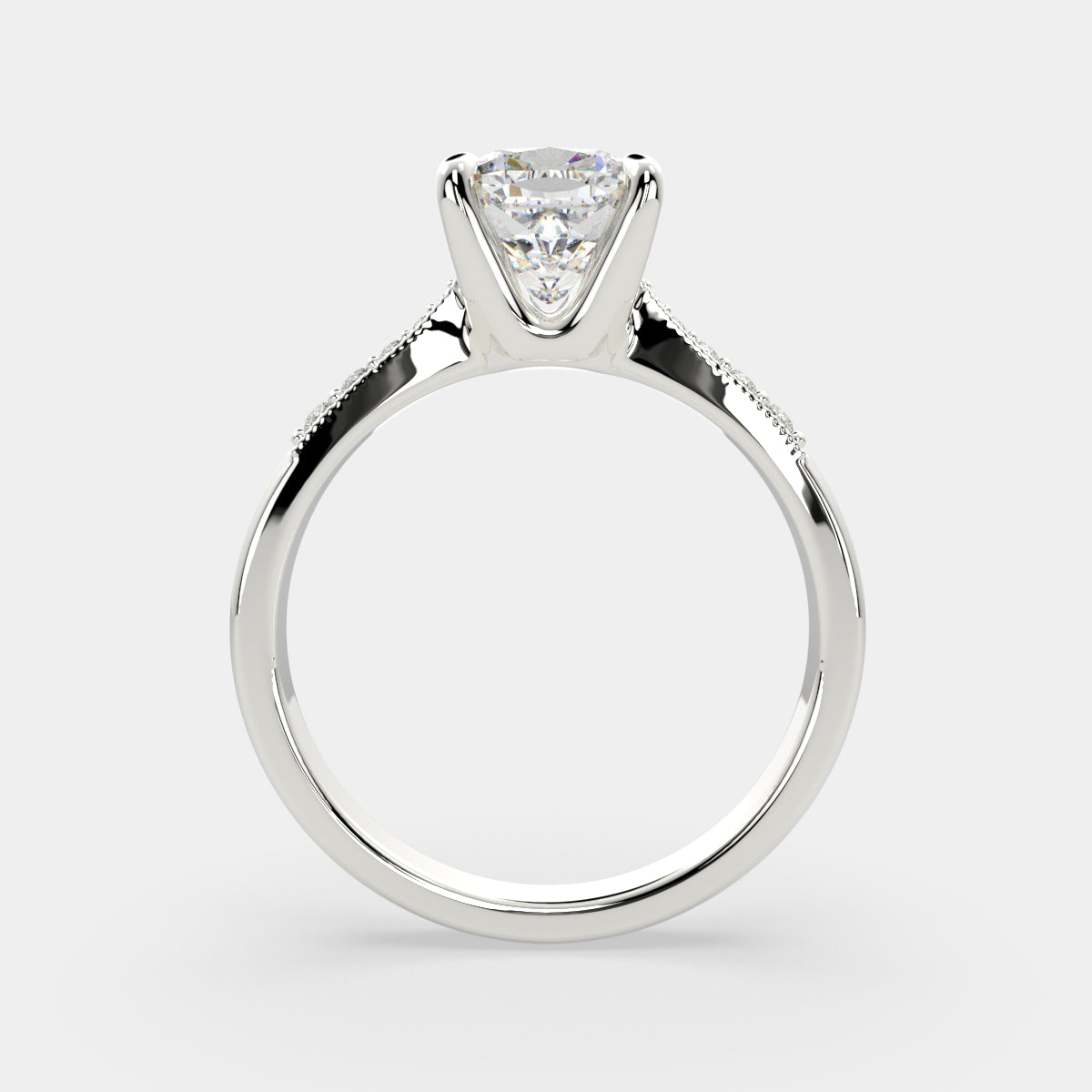 2.4 Carat VS1 D Lab Grown Diamond Pave Cushion Ring