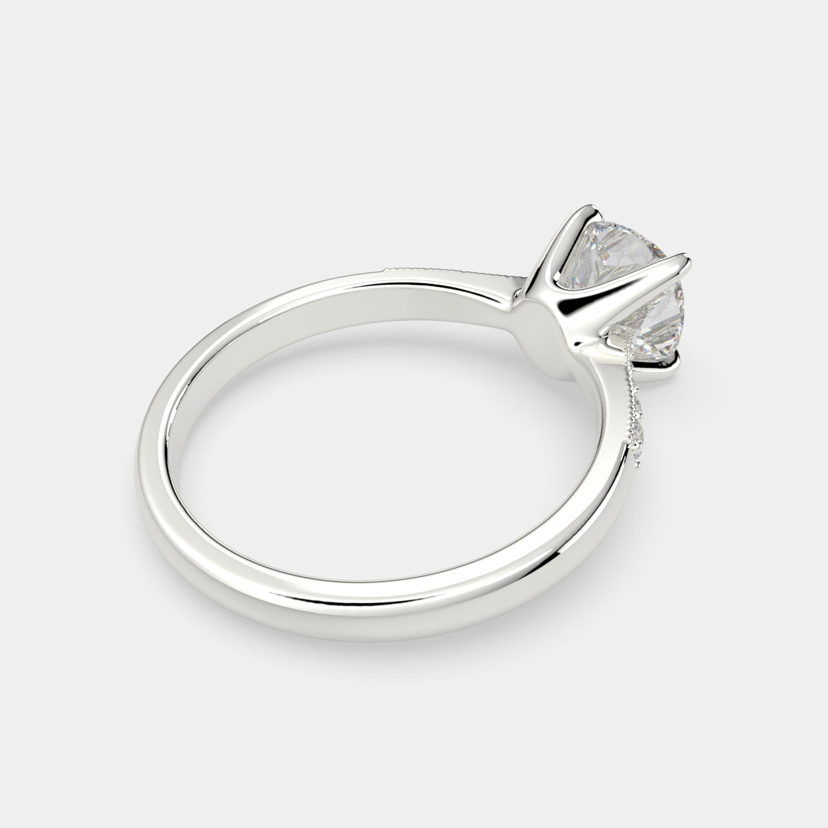 3.4 Carat VS1 D Lab Grown Diamond Pave Cushion Ring