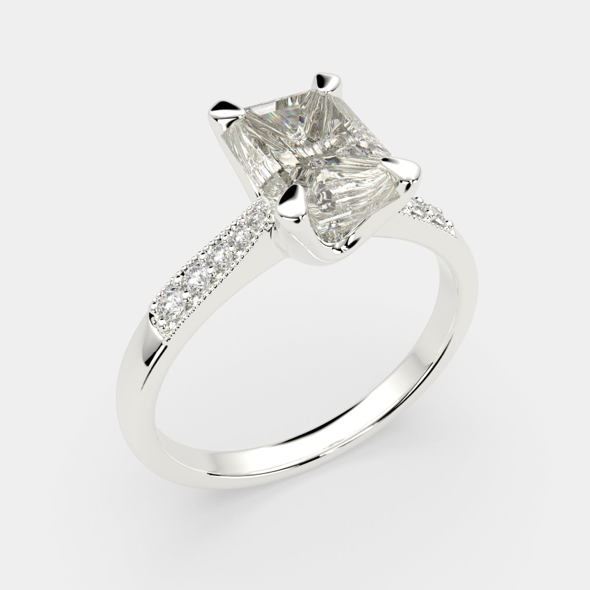 3.4 Carat VS1 D Lab Grown Diamond Pave Emerald Ring