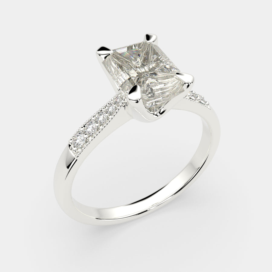 Federica 4.4 Carat Emerald Cut 4 Prong Engagement Ring