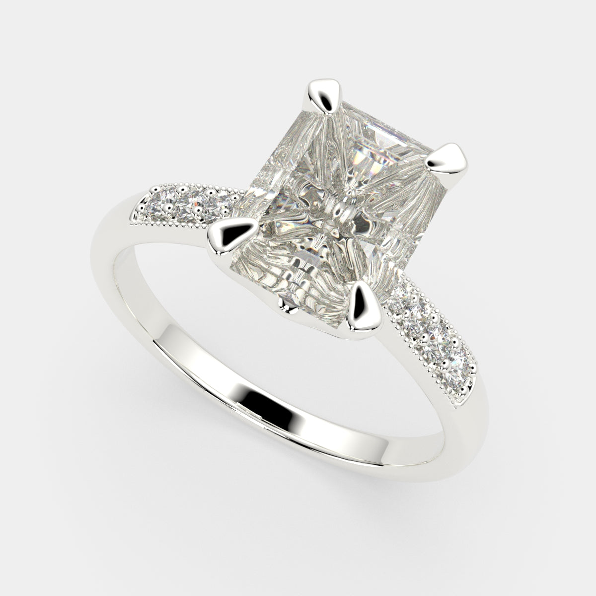 1.4 Carat VS1 D Lab Grown Diamond Pave Emerald Ring