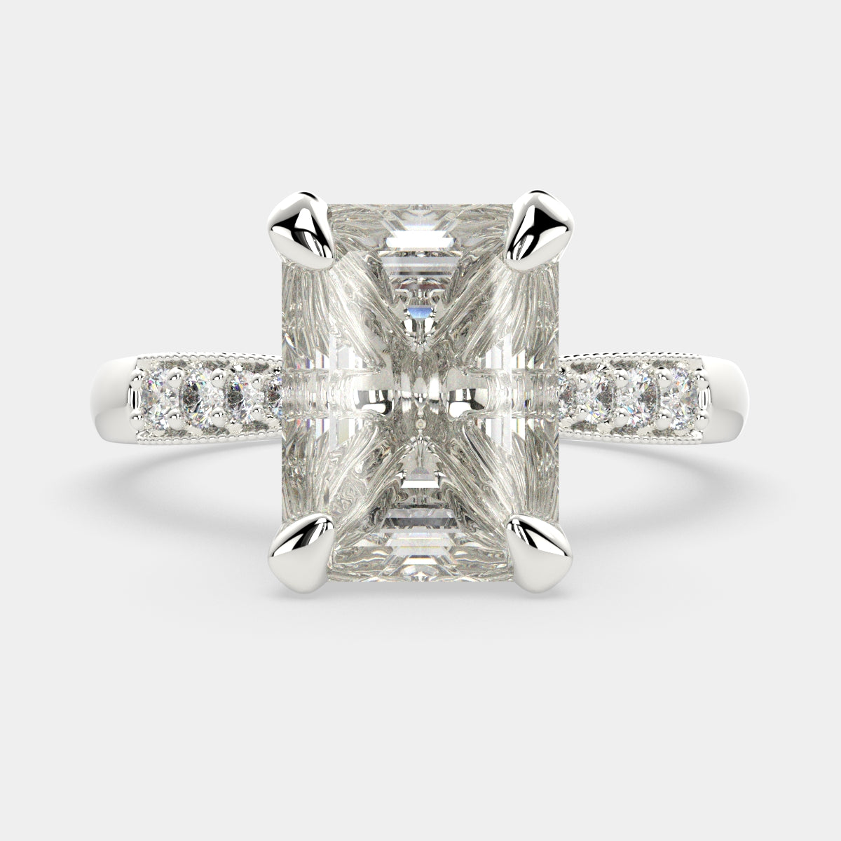 1.4 Carat VS1 D Lab Grown Diamond Pave Emerald Ring