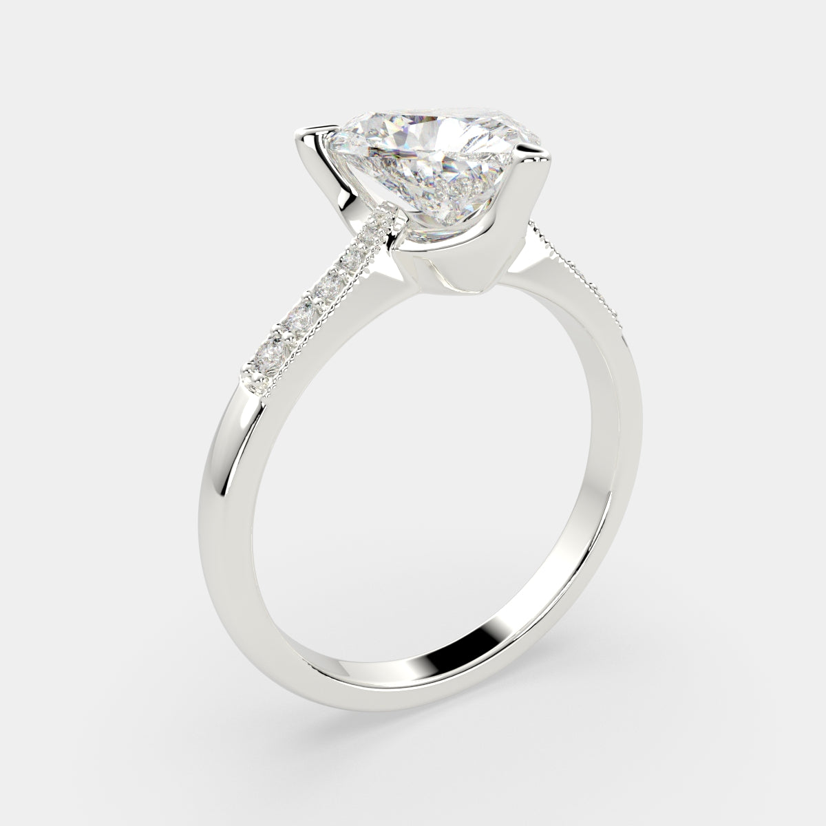 4.4 Carat VS1 D Lab Grown Diamond Pave Heart Ring