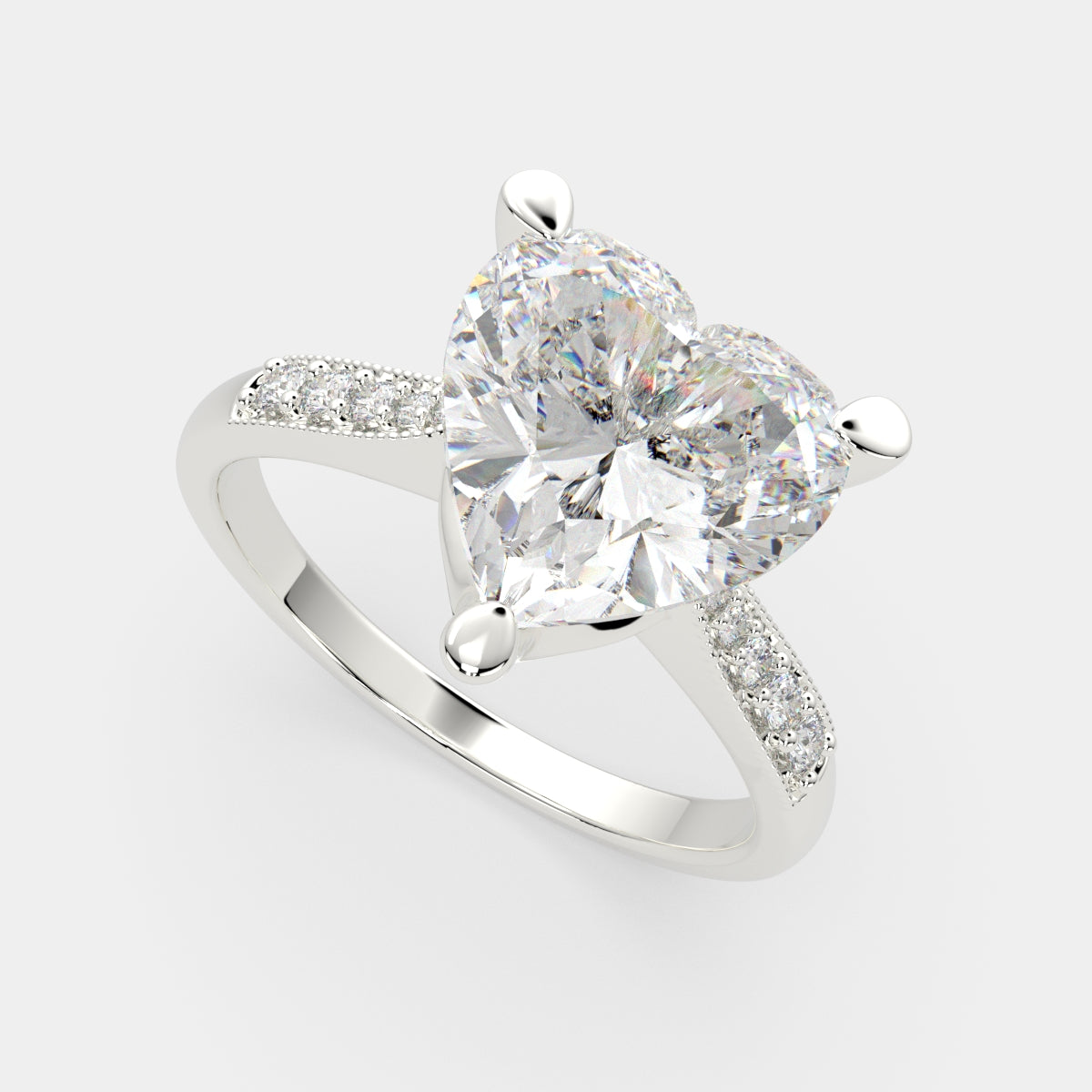 4.4 Carat VS1 D Lab Grown Diamond Pave Heart Ring