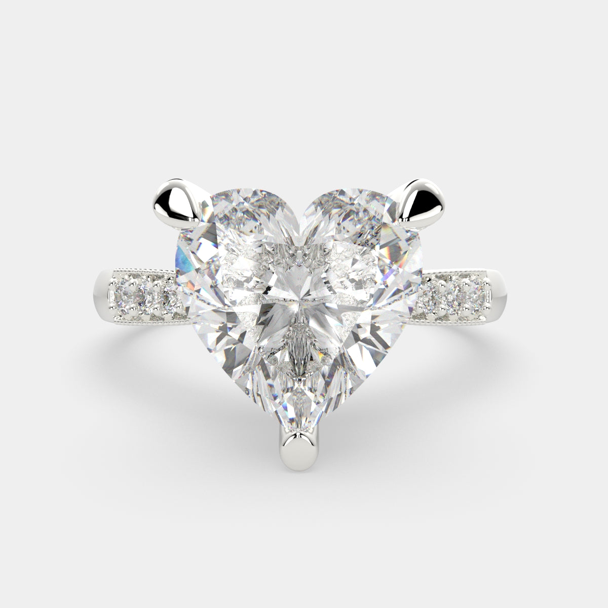 4.4 Carat VS1 D Lab Grown Diamond Pave Heart Ring