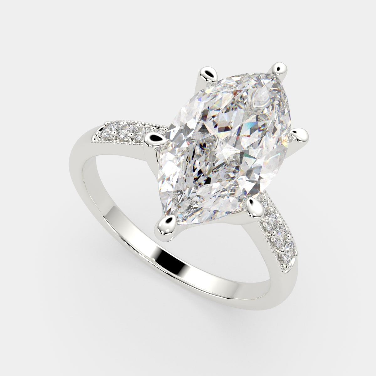 2.4 Carat VS1 D Lab Grown Diamond Pave Marquise Ring