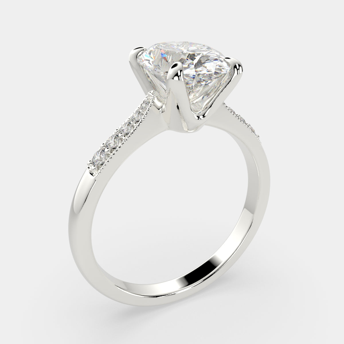 3.4 Carat VS1 D Lab Grown Diamond Pave Oval Ring