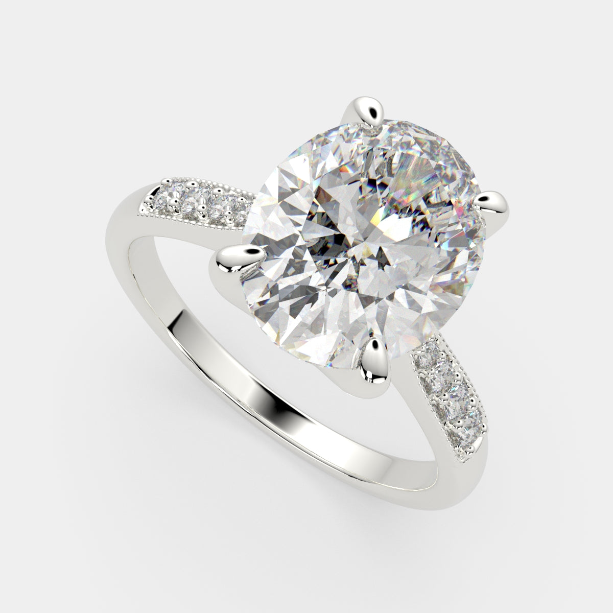 4.4 Carat VS1 D Lab Grown Diamond Pave Oval Ring