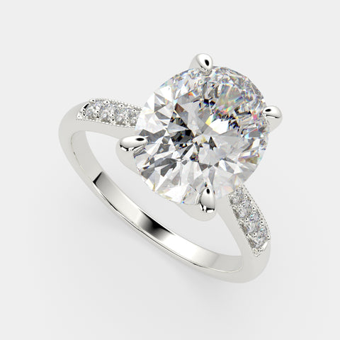 4.4 Carat VS1 D Lab Grown Diamond Pave Oval Ring
