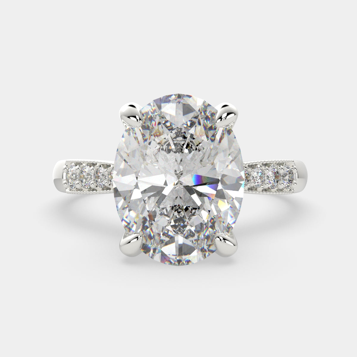 4.4 Carat VS1 D Lab Grown Diamond Pave Oval Ring