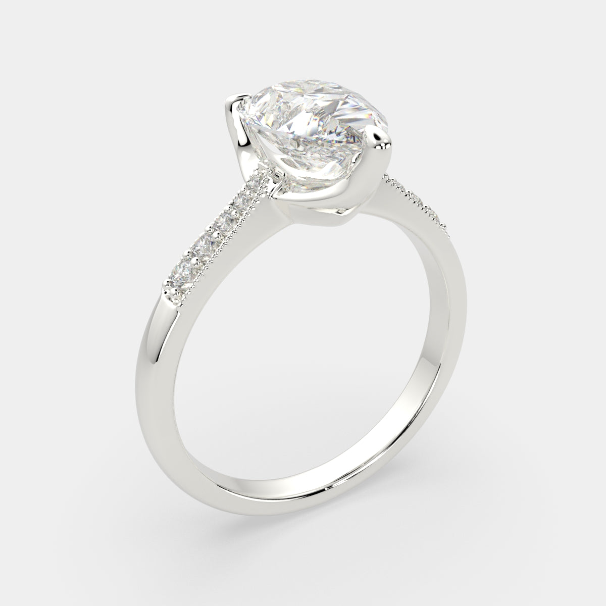 1.4 Carat VS1 D Lab Grown Diamond Pave Pear Ring