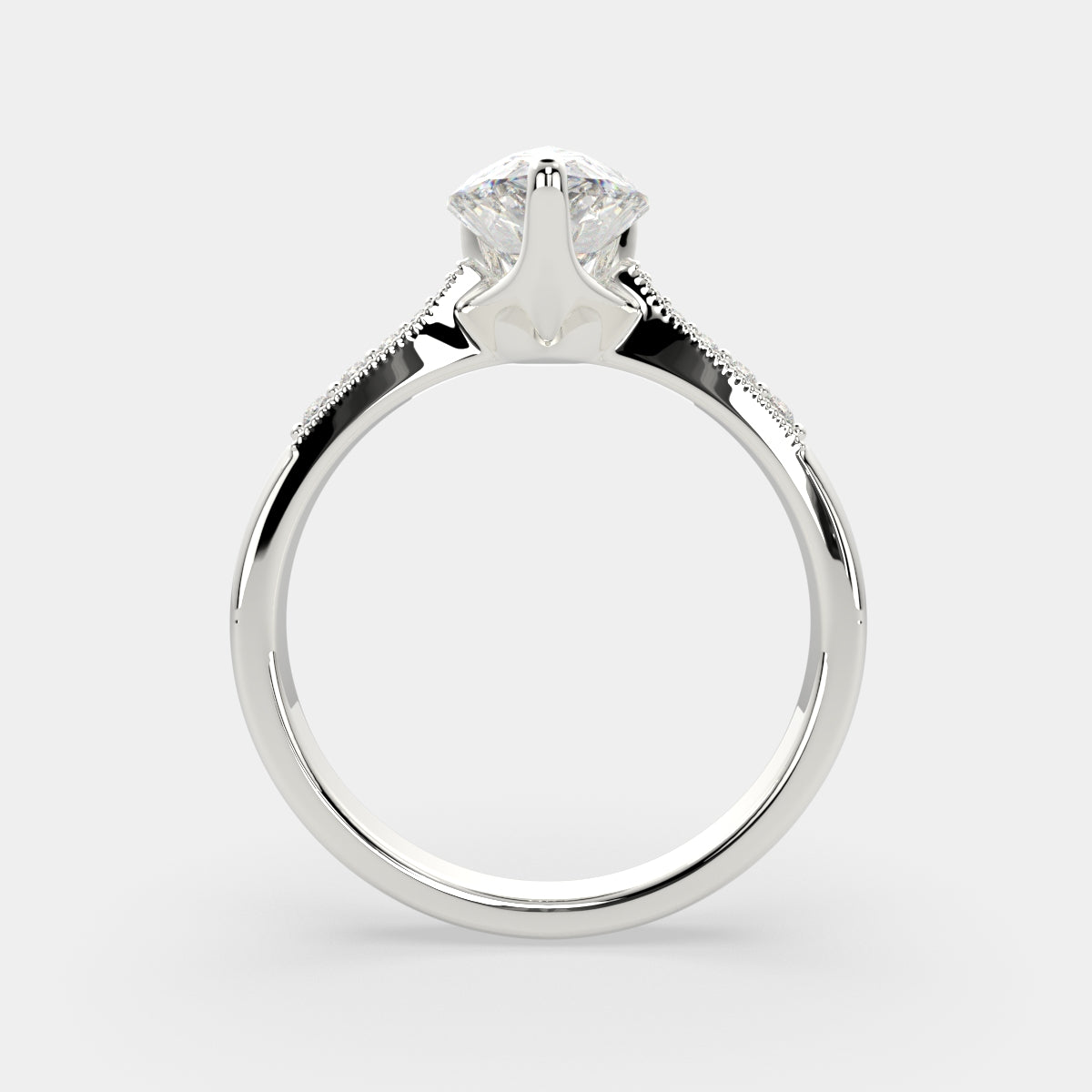 1.4 Carat VS1 D Lab Grown Diamond Pave Pear Ring