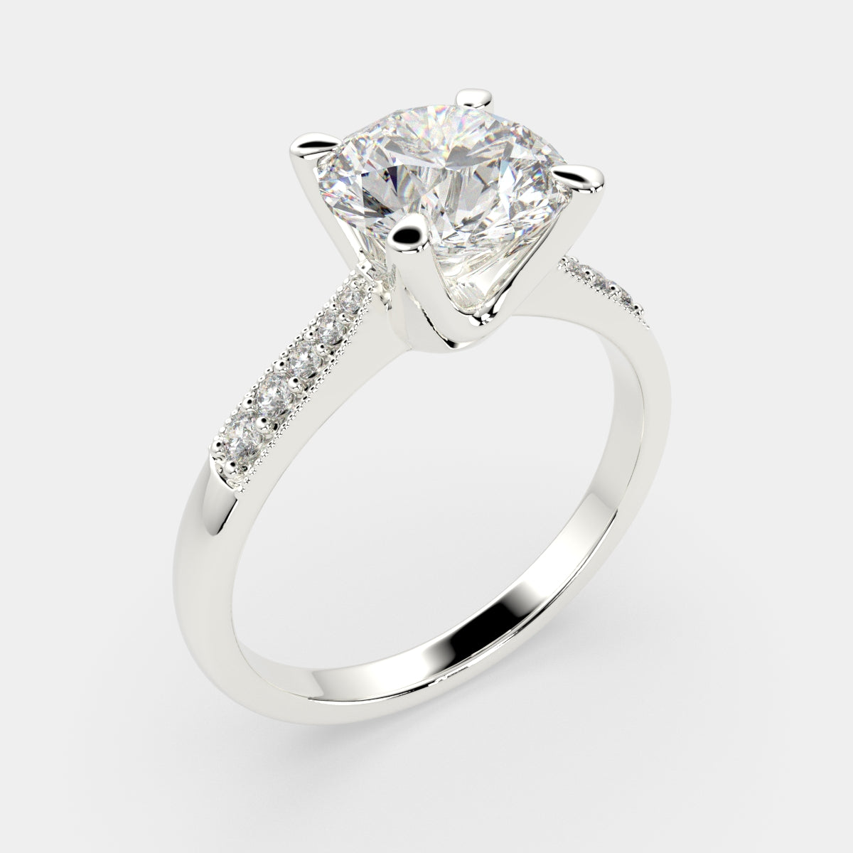 3.4 Carat VS1 D Lab Grown Diamond Pave Radiant Ring