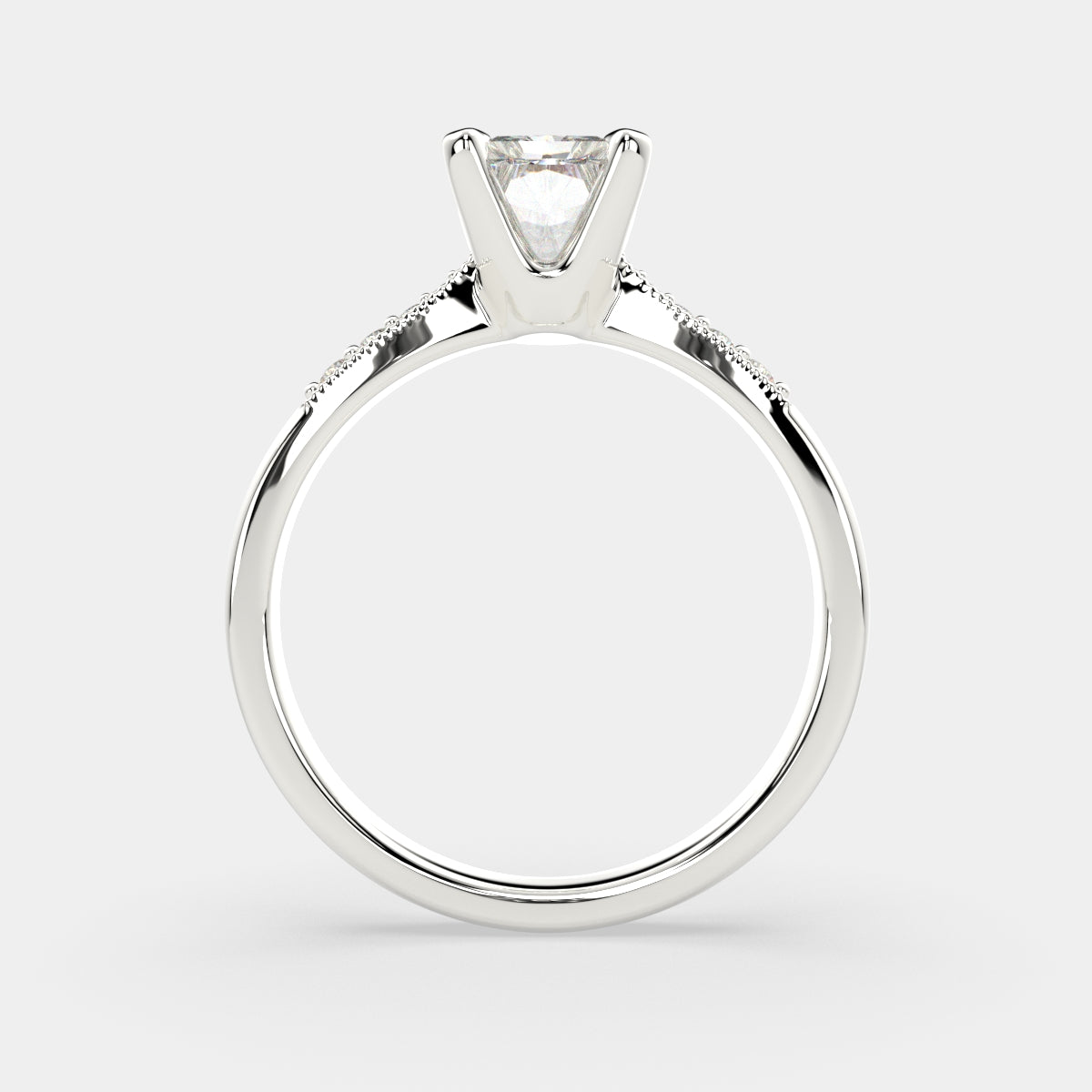 4.4 Carat VS1 D Lab Grown Diamond Pave Radiant Ring