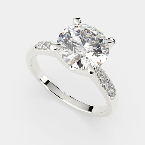 2.4 Carat VS1 D Lab Grown Diamond Pave Round Ring