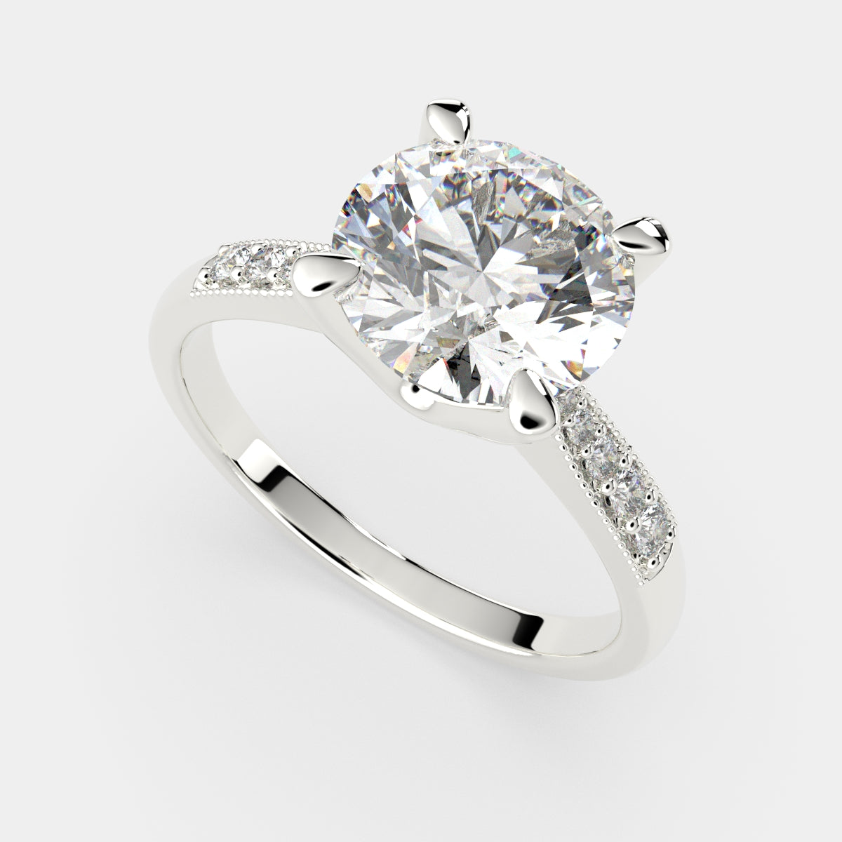 3.4 Carat VS1 D Lab Grown Diamond Pave Round Ring