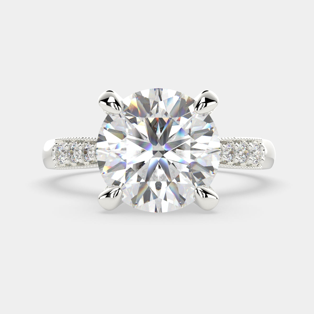 2.4 Carat VS1 D Lab Grown Diamond Pave Round Ring