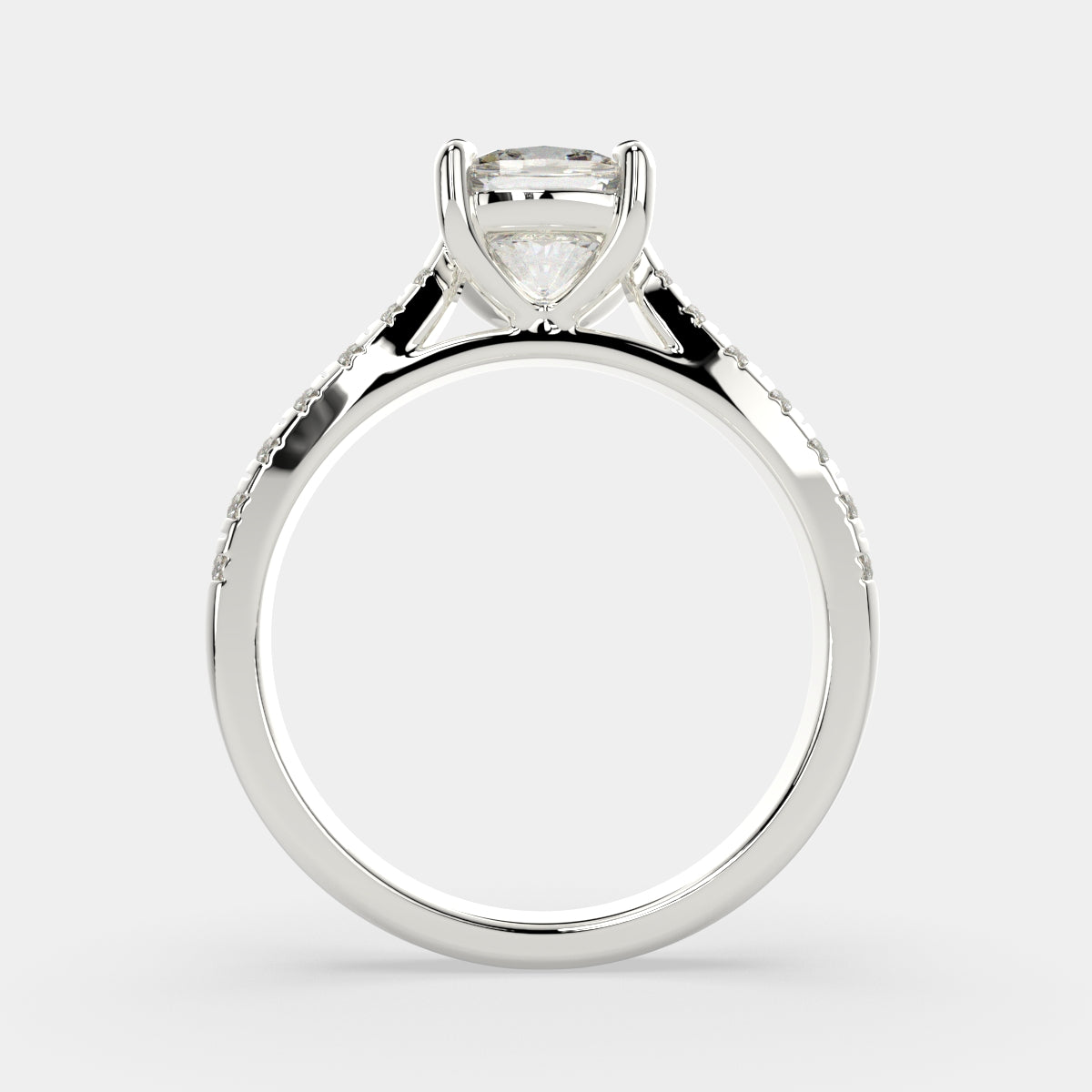 3.2 Carat VS1 D Lab Grown Diamond Pave Cushion Ring
