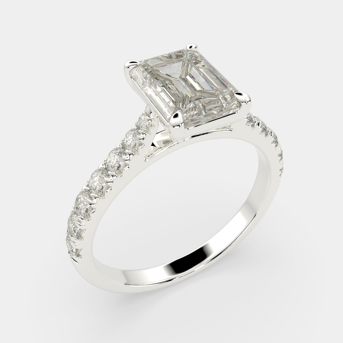3.2 Carat VS1 D Lab Grown Diamond Pave Emerald Ring