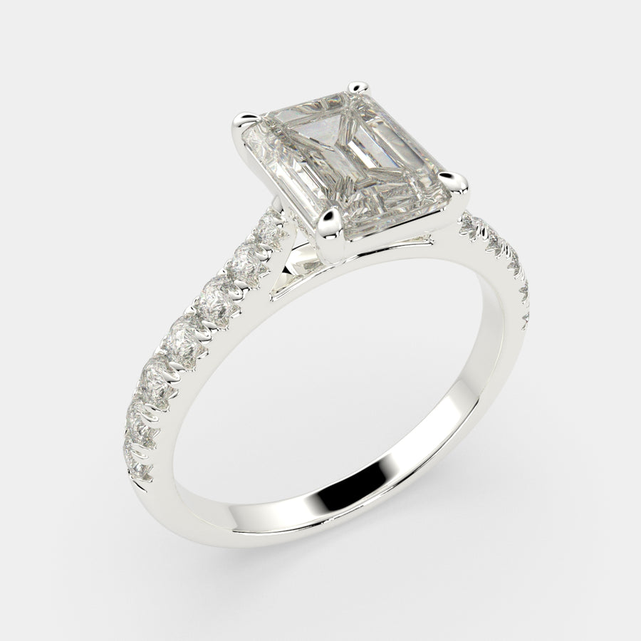 Ginevra 2.2 Carat Emerald Cut Tapered Engagement Ring