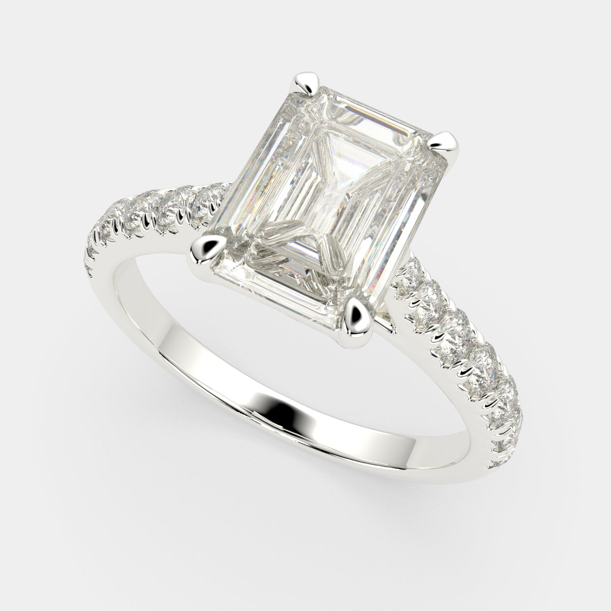 4.2 Carat VS1 D Lab Grown Diamond Pave Emerald Ring