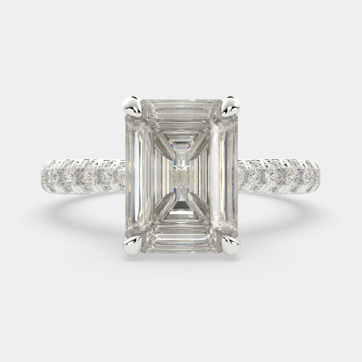 3.2 Carat VS1 D Lab Grown Diamond Pave Emerald Ring