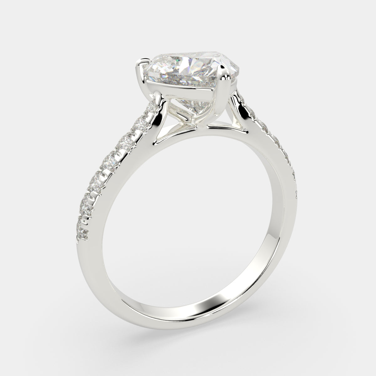 3.2 Carat VS1 D Lab Grown Diamond Pave Heart Ring