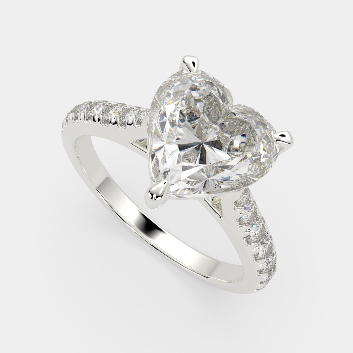 1.2 Carat VS1 D Lab Grown Diamond Pave Heart Ring