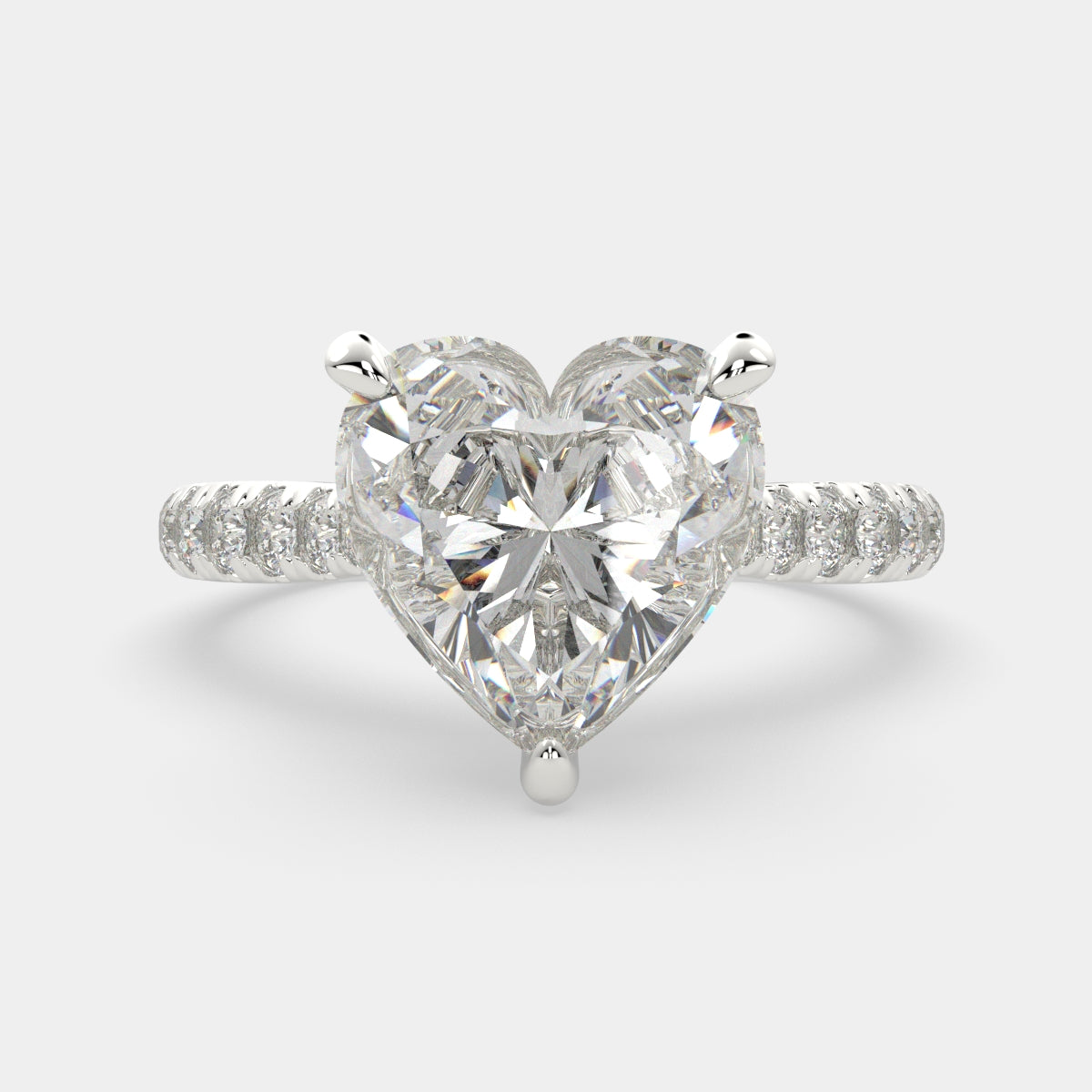 3.2 Carat VS1 D Lab Grown Diamond Pave Heart Ring