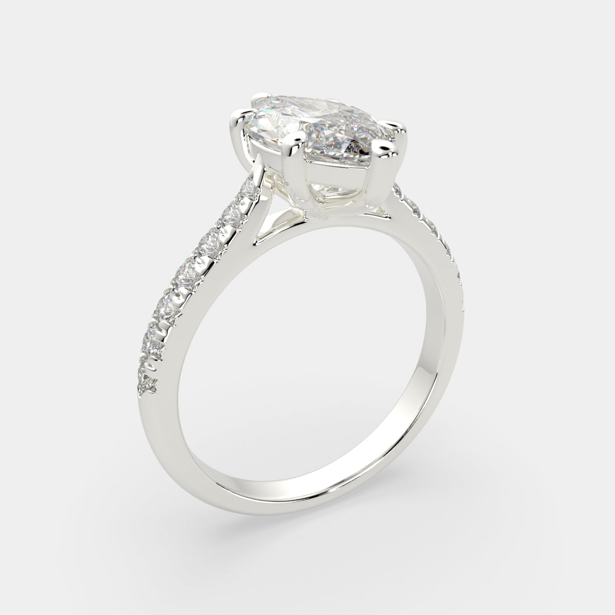 3.2 Carat VS1 D Lab Grown Diamond Pave Marquise Ring